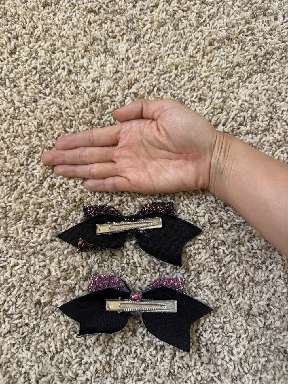 Glitter Bow Hair Clips for Kids - Black and Multicolor